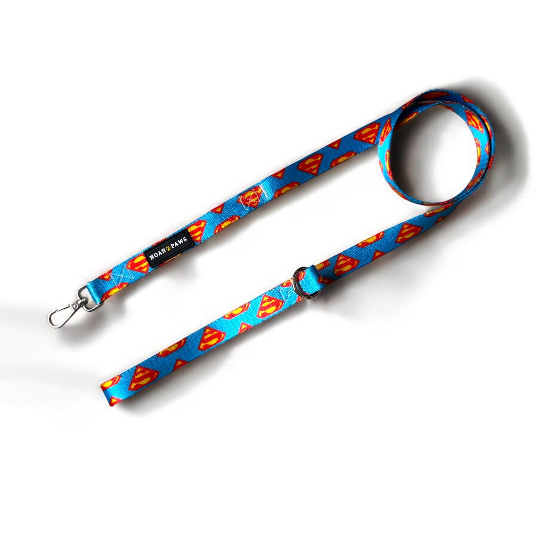 Superman Themed Dog Collar and Leash Set, Small
