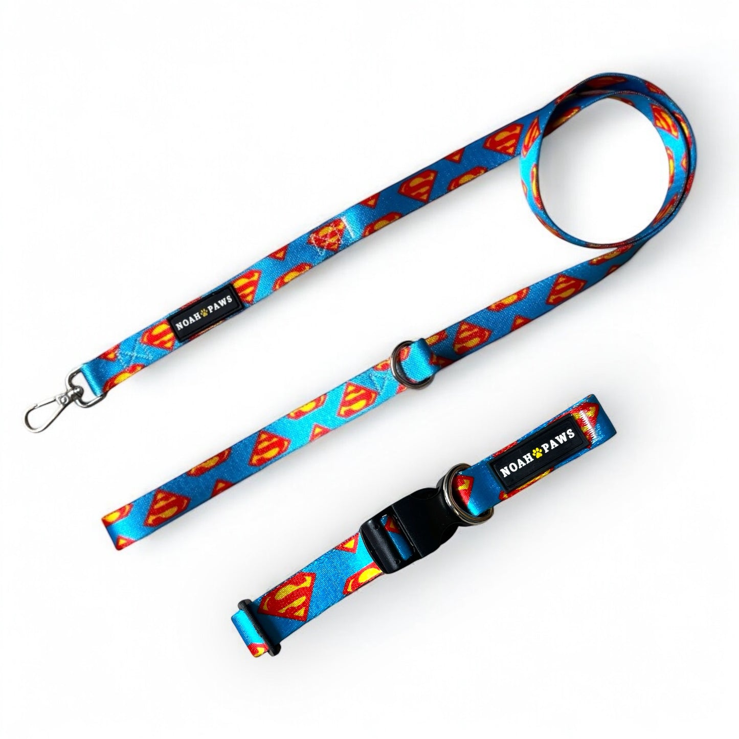 Superman Themed Dog Collar and Leash Set, Small